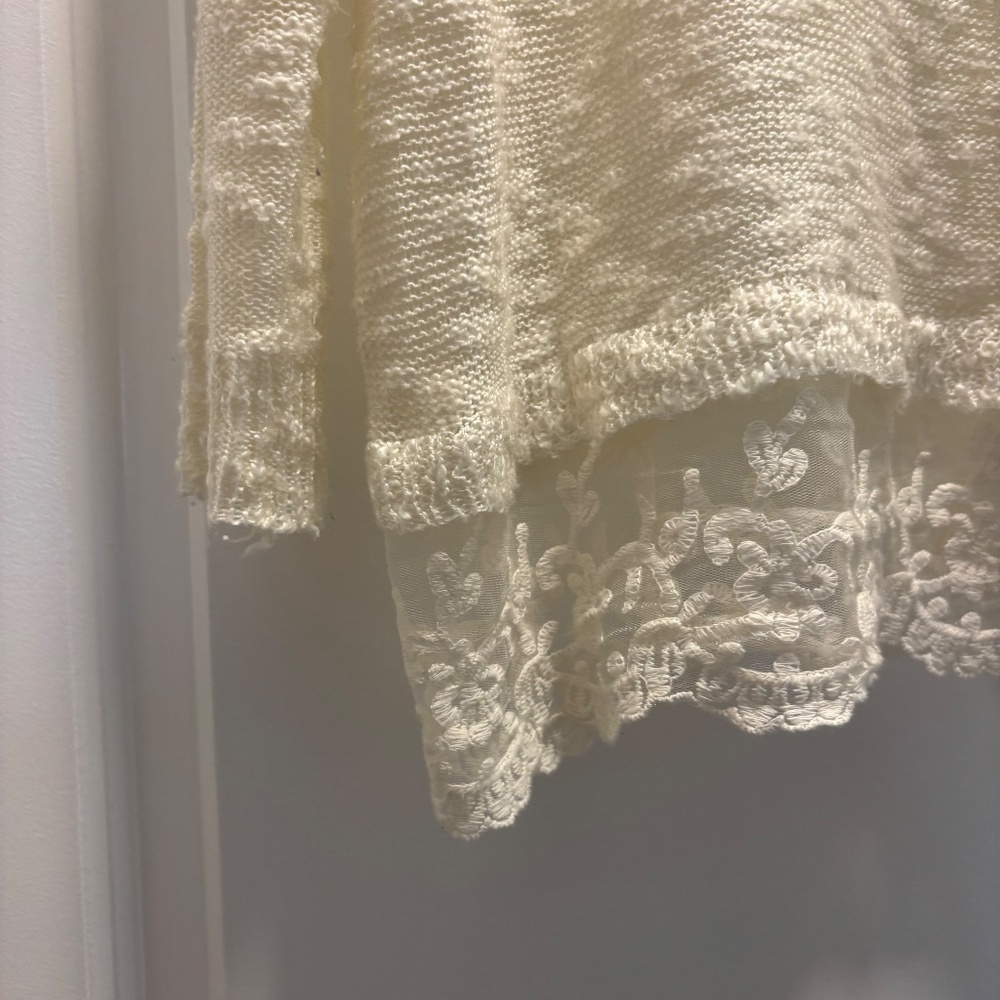 Its Our Time White Cream Scoop Neck Sweater with Lace Trim - Picture 5 of 6